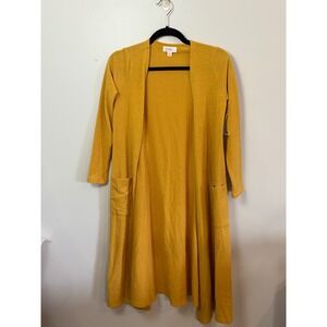 LuLaRoe Sarah Cardigan Duster Sweater Knit‎ Mustard Yellow Womens XS NWT